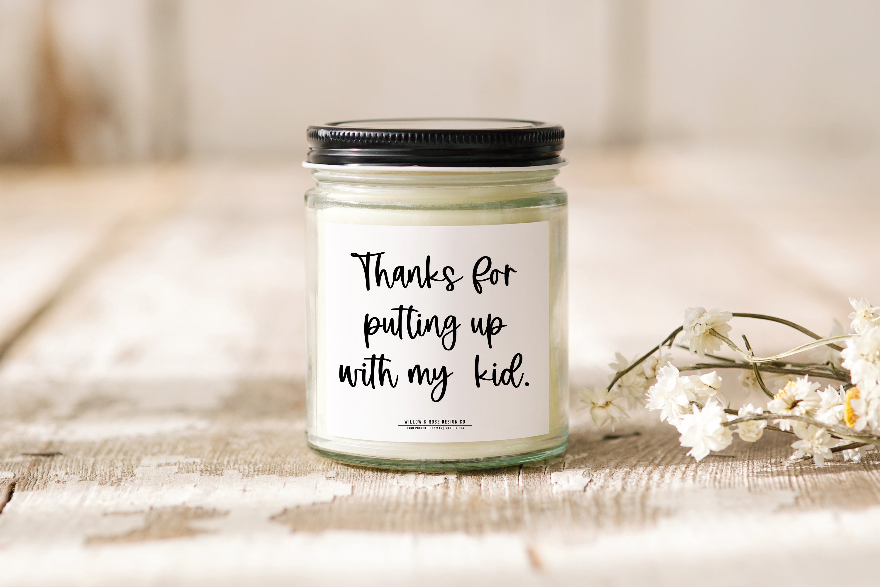 Thanks for Putting up With My Kid, Funny Teacher Gifts, Teacher Candle ...