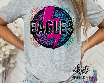 I love my eagles, team sports shirt, leopard print mascot, eagles mascot, Neon color, eagles shirt, school spirit shirt, Eagles football