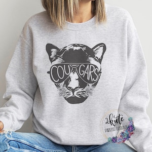 cougars sweatshirt, mascot crewneck, game day cougars, cougars football, team sports shirts, school spirit shirts, team mascot shirt,