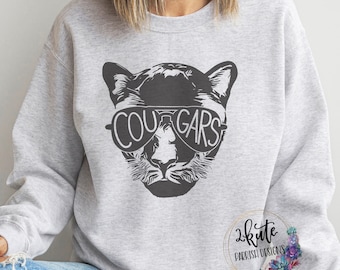 cougars sweatshirt, mascot crewneck, game day cougars, cougars football, team sports shirts, school spirit shirts, team mascot shirt,