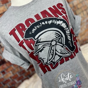 Trojans shirts, sports T-shirt, high school sports tee, Trojans mascot shirt, Trojans spirit wear, school spirit shirt, Trojans football