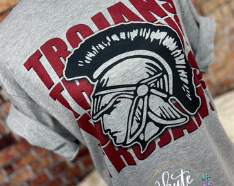 Trojans shirts, sports T-shirt, high school sports tee, Trojans mascot shirt, Trojans spirit wear, school spirit shirt, Trojans football