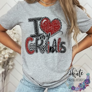 Cardinals spirit wear, school spirit shirt, Cardinals mascot, Cardinals shirt, faux glitter shirt, cardinal football, team sports shirt