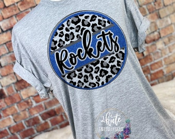 Rockets shirts, Rockets spirit shirt, sports shirt, leopard shirt, faux glitter, Rockets football, team spirit shirts, school spirit shirt