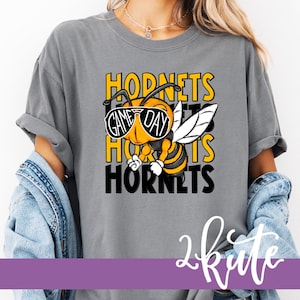 Hornets shirts, school spirit shirts, team sports shirt, hornets mascot, game day shirt, hornet tshirt, hornet football, comfort colors tee