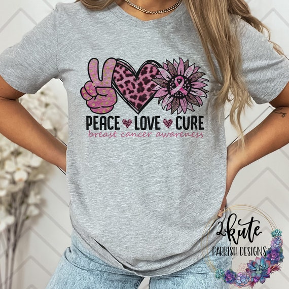 Peace Cure Pug Breast Cancer Awareness Gifts T-Shirt Peace Cure Pug Breast Cancer Awareness Gifts T-Shirt