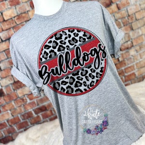 Bulldogs shirts, Bulldogs spirit shirt, sports shirt, leopard shirt, faux glitter, Bulldogs football, Bulldogs cheer, school spirit shirt