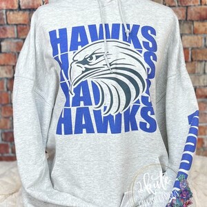 Hawks hoodie spirit wear, school pride hoodies, school spirit sweatshirt, high school sweatshirt customized, personalized spirit wear, image 7