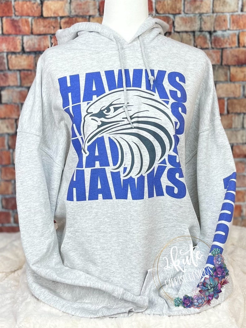 Hawks hoodie spirit wear, school pride hoodies, school spirit sweatshirt, high school sweatshirt customized, personalized spirit wear, image 7