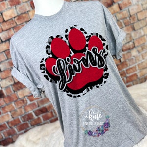 Lions shirts, Lions spirit shirt, sports shirt, leopard shirt, paw print shirt, Lions football, Lions cheer, school spirit shirt, team sport