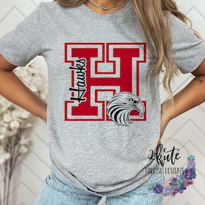 Hawks sports shirts, sports T-shirt, high school sports shirt, school spirit shirts, Hawk spirit, team sports shirt, Hawks football, unisex
