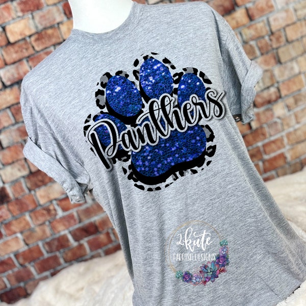 Panthers shirts, panthers cheer shirt, FAUX glitter shirt, panther paw, panthers cheer, team sports shirts, school spirit shirts, cheer mom