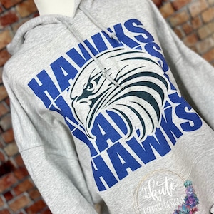 Hawks hoodie spirit wear, school pride hoodies, school spirit sweatshirt, high school sweatshirt customized, personalized spirit wear, image 1