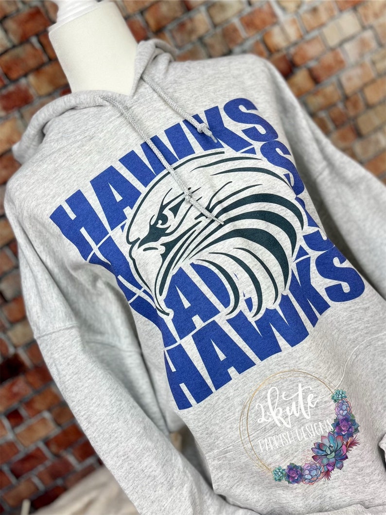 Hawks hoodie spirit wear, school pride hoodies, school spirit sweatshirt, high school sweatshirt customized, personalized spirit wear, image 1