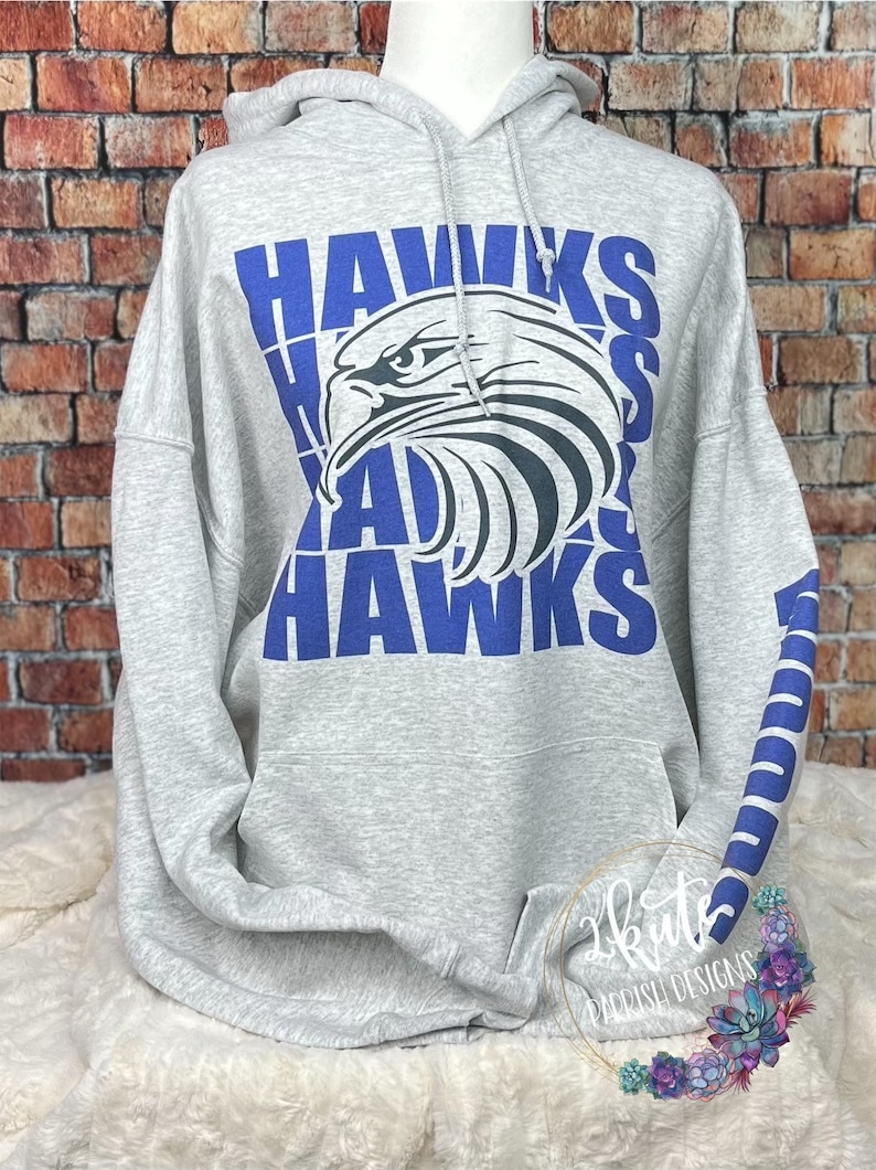 Hawks hoodie spirit wear, school pride hoodies, school spirit sweatshirt, high school sweatshirt customized, personalized spirit wear, image 6