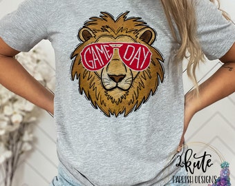Lions shirts, Lions spirit shirt, sports shirt, lion game day, sunglass lion, Lions football, Lions cheer, school spirit shirt, team sport