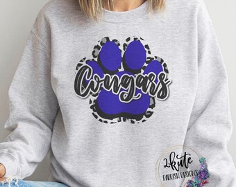 cougars sweatshirt, mascot crewneck, game day cougars, cougars football, team sports shirts, school spirit shirts, team mascot shirt,