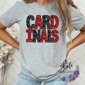 Cardinals spirit wear, school spirit shirt, Cardinals mascot, Cardinals shirt, faux glitter shirt, cardinal game day, team sports shirt