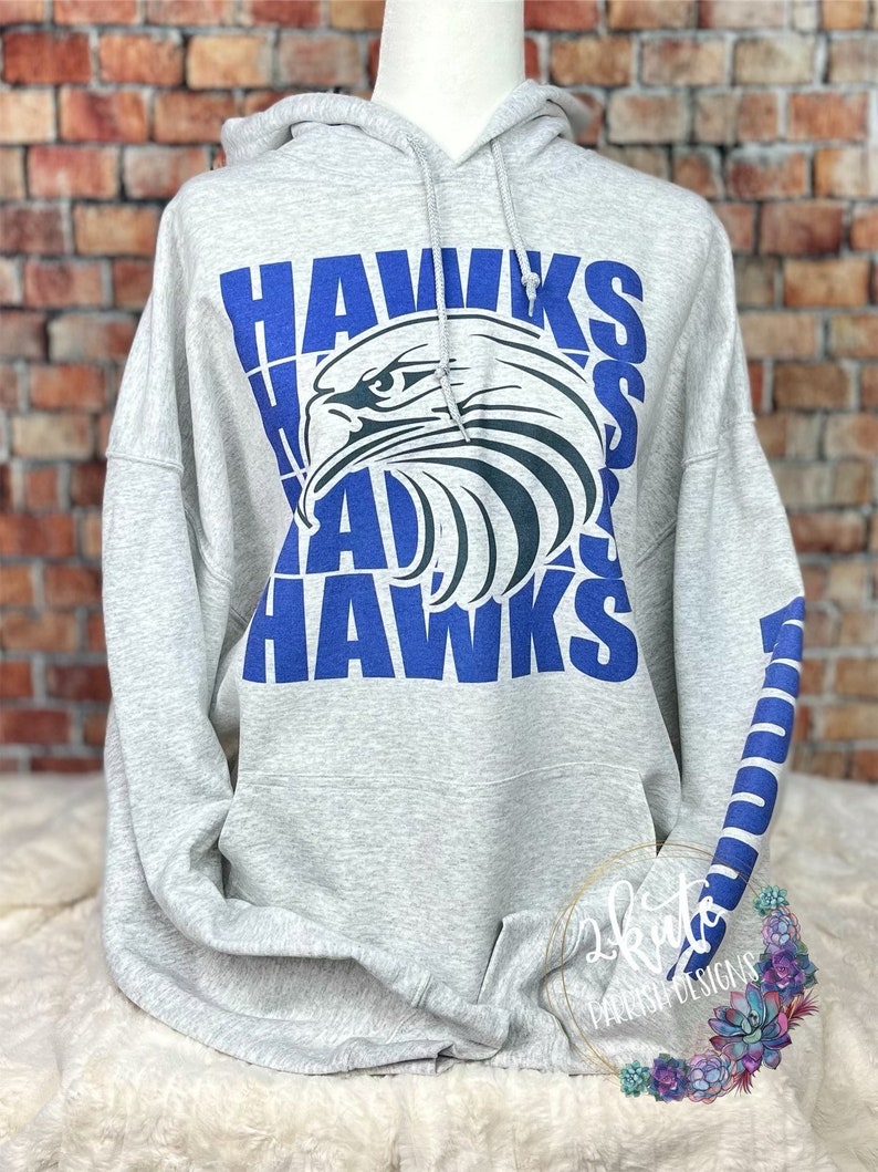 Hawks hoodie spirit wear, school pride hoodies, school spirit sweatshirt, high school sweatshirt customized, personalized spirit wear, image 8