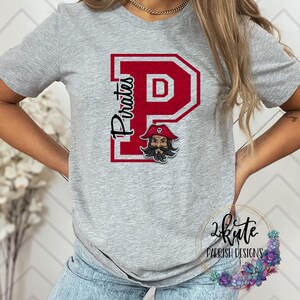 Pirate letterman, school mascot shirt, school spirit shirt, team sports shirts, pirate mascot shirt, pirates baseball, sports shirts