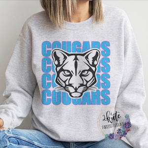 cougars sweatshirt, mascot crewneck, game day cougars, cougars football, team sports shirts, school spirit shirts, team mascot shirt,