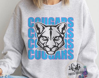 cougars sweatshirt, mascot crewneck, game day cougars, cougars football, team sports shirts, school spirit shirts, team mascot shirt,
