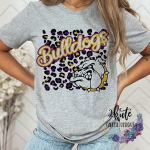 Bulldogs shirts, Bulldogs spirit shirt, sports shirt, leopard shirt, faux glitter, Bulldogs football, Bulldogs cheer, school spirit shirt