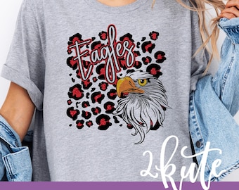 Eagles shirts, Eagles spirit shirt, sports shirt, leopard shirt, faux glitter, Eagles football, team spirit shirts, school spirit shirts