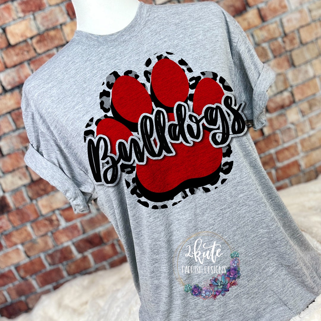 Bulldogs Shirts, Bulldogs Spirit Shirt, Sports Shirt, Leopard Shirt, Paw Print Shirt, Bulldogs