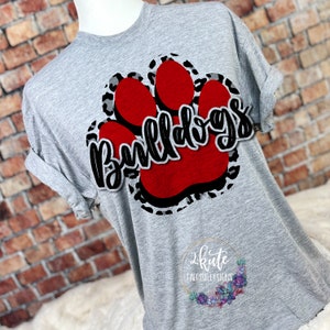 Bulldogs shirts, Bulldogs spirit shirt, sports shirt, leopard shirt, paw print shirt, Bulldogs football, Bulldogs cheer, school spirit shirt