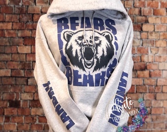 Bears spirit wear, school spirit hoodies, school spirit sweatshirt, high school sweatshirt customized, personalized spirit wear, football