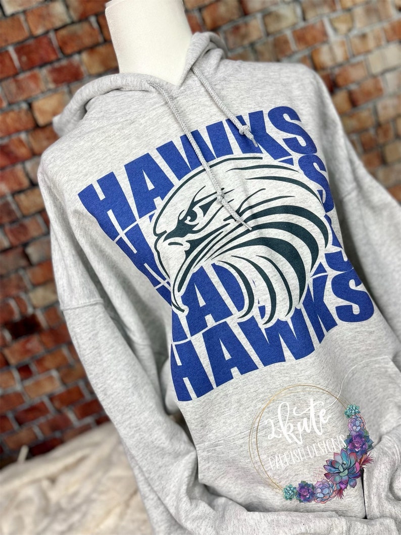 Hawks hoodie spirit wear, school pride hoodies, school spirit sweatshirt, high school sweatshirt customized, personalized spirit wear, image 2