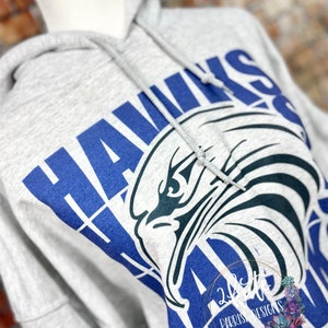 Hawks hoodie spirit wear, school pride hoodies, school spirit sweatshirt, high school sweatshirt customized, personalized spirit wear, image 4