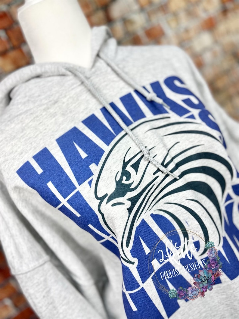 Hawks hoodie spirit wear, school pride hoodies, school spirit sweatshirt, high school sweatshirt customized, personalized spirit wear, image 4