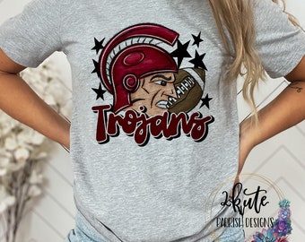 Trojans shirts, team sports shirt, high school sports tee, Trojans mascot shirt, Trojans spirit wear, school spirit shirt, Trojans football