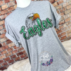 Eagles shirts, Eagles spirit shirt, sports shirt, leopard shirt, faux glitter, Eagles football, team spirit shirts, school spirit shirts