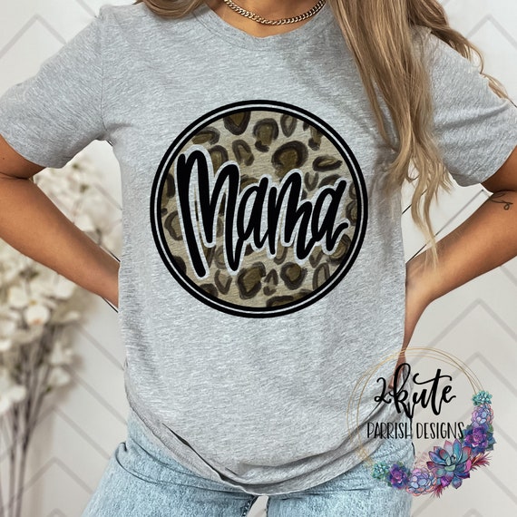 Women's Madre Leopard Print T-Shirt – Boy Mom Graphic Tee, Short Sleeve Mama Shirt, Cheetah Print Top, Black, Large