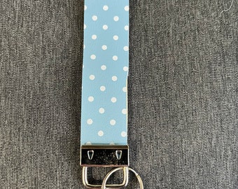 Light Blue Polka Dot               Keychain Lanyard