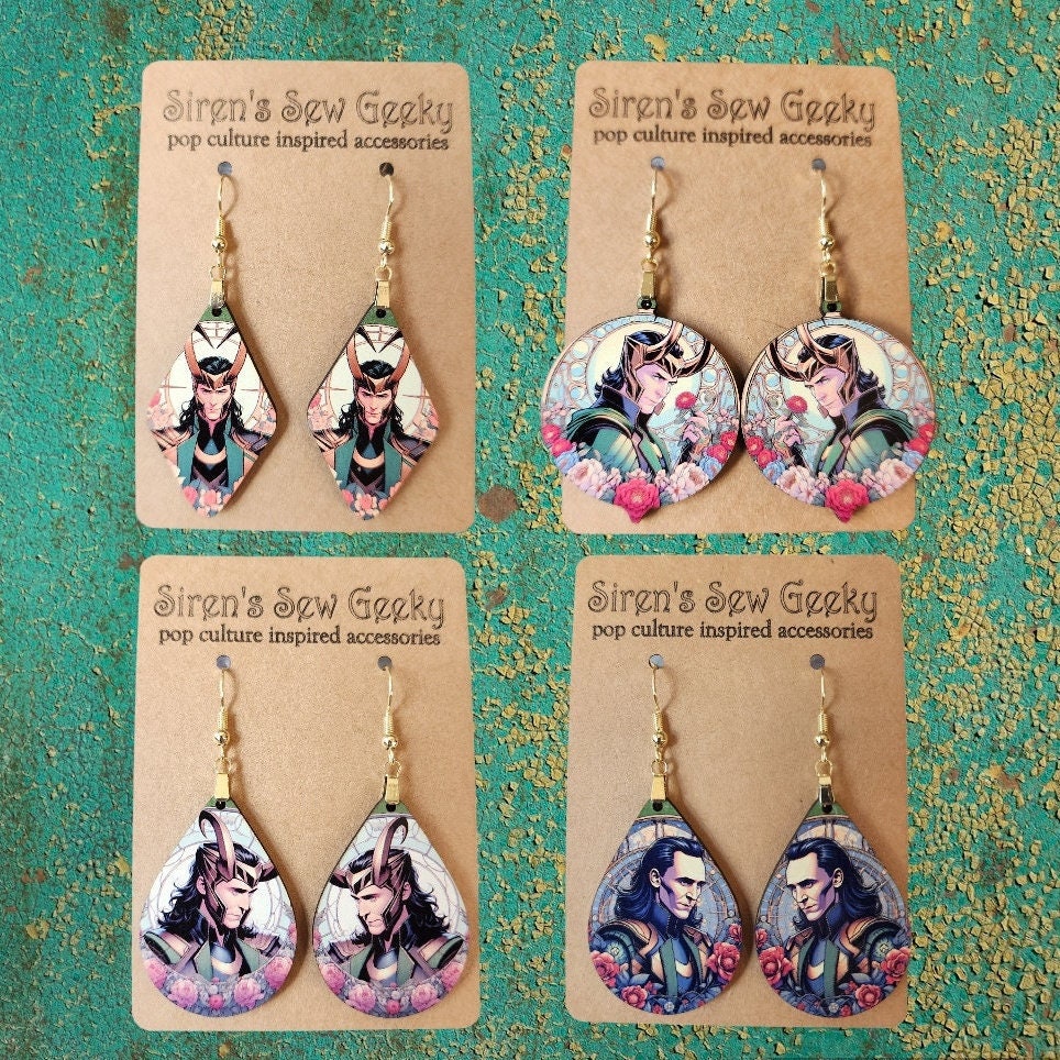 Loki Fan Art Floral Earrings Marvel - 4 styles!