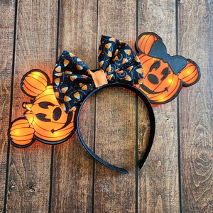 Light Up Pumpkin Mouse Ears Illuminated Halloween Headband