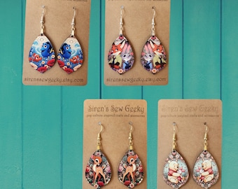 Disney Animal Friends Floral Fan Art Earrings - 7 styles to choose from!
