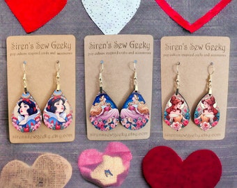 Art Nouveau Princess Drop Earrings: Laser-Cut, Hypoallergenic, 5 styles available