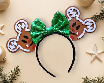 Gingerbread Cookie Holiday Christmas Mouse Ears Headband
