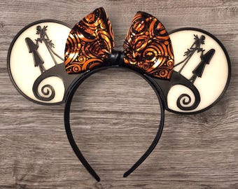 Jack and Sally Glow-in-the-Dark Mouse Ears Halloween Nightmare Before Christmas