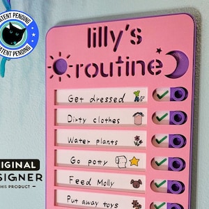 Sliding Routine Chart, tägliche Checkliste, tägliche Aufgaben für Kinder | Magnet | Trocken abwischbar | Personalisiert | mehreren Farben