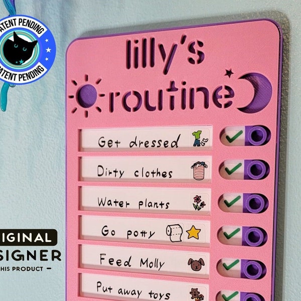 Sliding Routine Chart, Chore Chart, Daily Checklist, Kids Daily Tasks, Daily Routine | Magnetic | Dry-erase | Personalized | multiple colors