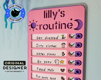 Sliding Routine Chart, Chore Chart, Daily Checklist, Kids Daily Tasks, Daily Routine | Magnetic | Dry-erase | Personalized | multiple colors