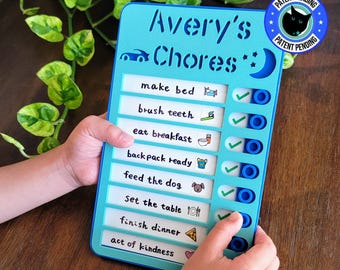 Sliding Chart, Routine Chart, Daily Checklist, Kids Daily Tasks, Daily Routine | Magnetic | Dry-erase | Personalized | multiple colors