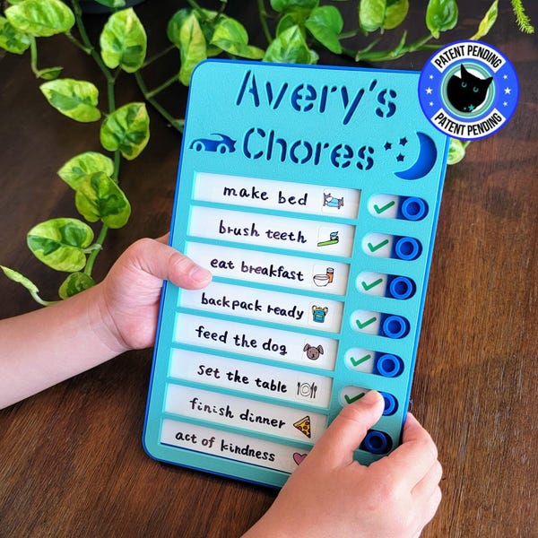 Sliding Chart, Routine Chart, Daily Checklist, Kids Daily Tasks, Daily Routine | Magnetic | Dry-erase | Personalized | multiple colors