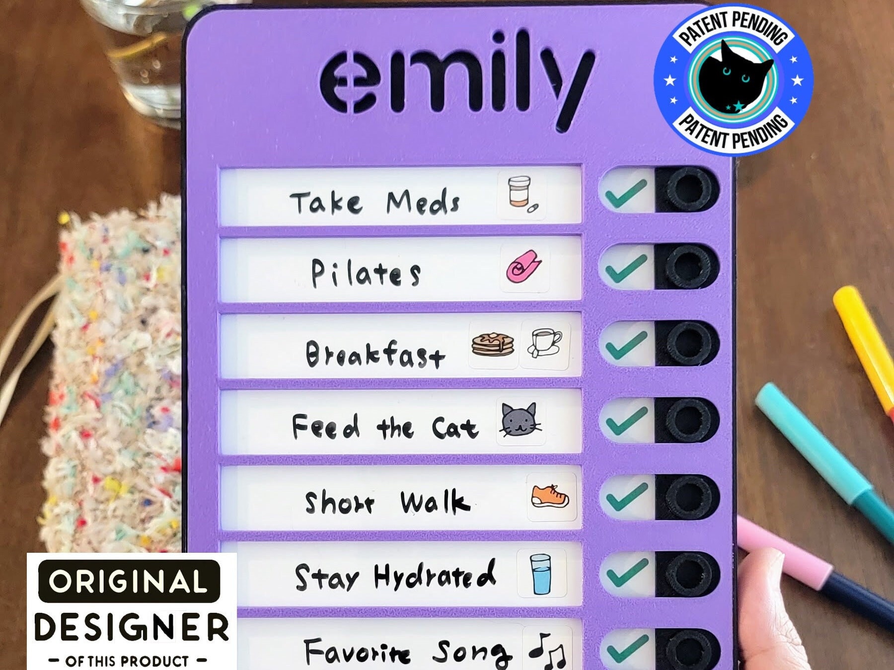 9 Slot Sliding Chart, Routine Chart, Daily Checklist, Kids Daily Tasks, Daily Routine | Magnetic | Dry-erase | Personalized